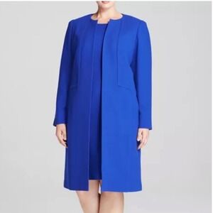 Lafayette 148 New York Cobalt Blue Open Wool‎ Coat 4